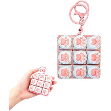(Pink, -) Klávesový fidget klíčenka kočičí tlapa, zvuková, kancelář