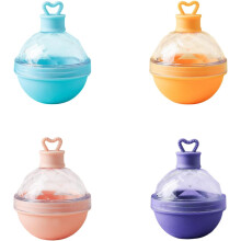 (Multiple colors, -) 4 ronde ijsblokjes mallen, siliconen met deksel, geel - voor whisky en cocktails