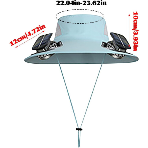 (Blue, -) Pălărie ventilator solar, cu 2 ventilatoare, pescuit 1