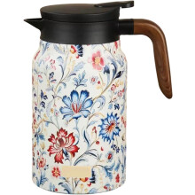 (White, -) 1L vintage kukka teekannu, sisäänrakennettu siivilä, eristetty V nokka, ruostumaton, Kahvi