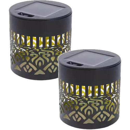 (Black_Warm light 2pcs, -) Διακοσμητικά Ηλιακά Φώτα Mandala, 2026, Αδιάβροχα
