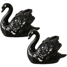 (Black, -) 2 ceramiczne pokrywki śrub do toalety, dekoracyjne, w kształcie łabędzia, uniwersalne
