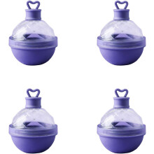 (Purple, -) 4 Καλούπια Πάγου, Σιλικόνη, Σφαιρικά, Με Καπάκι