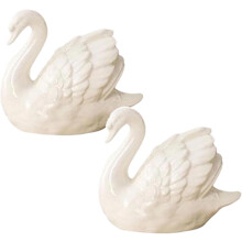 (White, -) 2 ceramiczne pokrywki śrub do toalety, dekoracyjne, w kształcie łabędzia, uniwersalne
