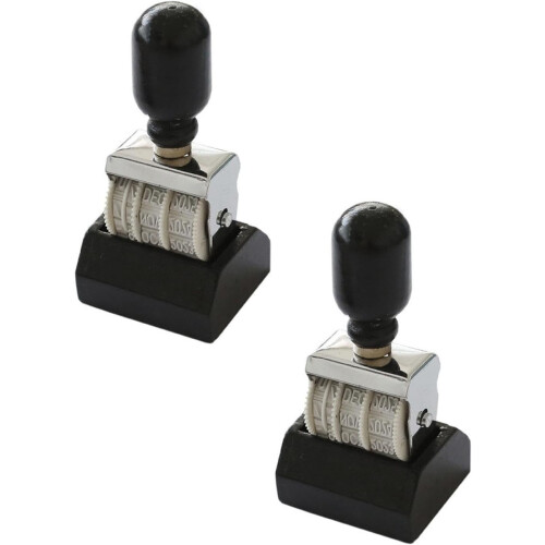 (Black_2pcs, -) Ștampilă dată reglabilă 2016-2027, lemn, birou