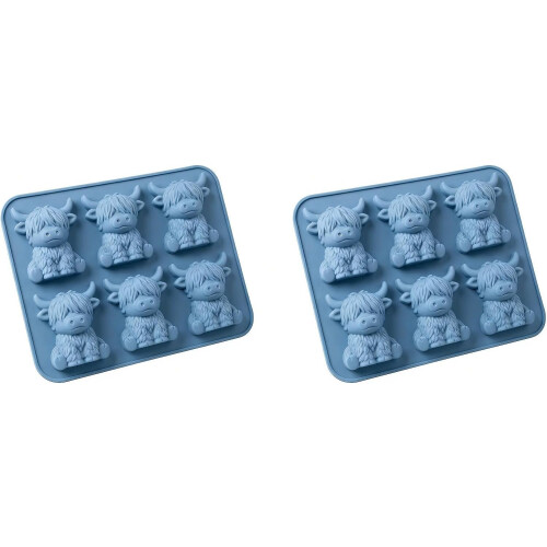 (Blue_2pcs, -) Καλούπι Πάγου Αγελάδα, 3D, Σιλικόνη, Αστεία