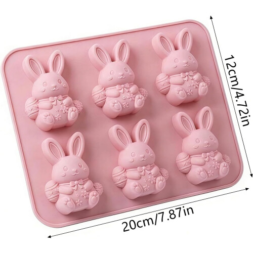 (Pink_1pc, -) Πασχαλινό Καλούπι Πάγου Λαγουδάκι, 3D, Σιλικόνη 1
