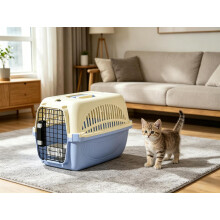 (Blue, -) Hård-sida katt resbur – 18,5x11,8x12,2 tum husdjursbärare för hundar och katter, robust portabel hundbur med ståldörr