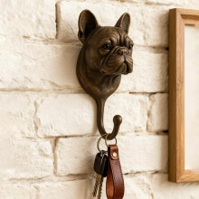 (size_name, 5.9 Inch) Ranskanbulldoggi seinäkoukku, irrotettava 3D, takki koukku, rustic vintage, Avainpidin