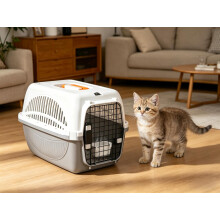 (Grey, -) Hård-sida katt resbur – 18,5x11,8x12,2 tum husdjursbärare för hundar och katter, robust portabel hundbur med ståldörr