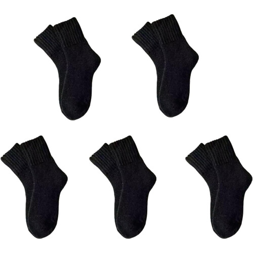 (Black X5, color_name) 5 Ζευγάρια Μάλλινες Κάλτσες Γυναικών, Ζεστές, Χειμώνας