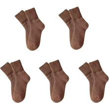 (Light Coffee X5, color_name) 5 Pairs Women's Mid-Calf Wool Socks, Thick Fluffy Thermal Socks, Cozy Warm for Winter Cold Weather