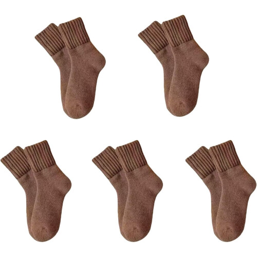 (Light Coffee X5, color_name) 5 Ζευγάρια Μάλλινες Κάλτσες Γυναικών, Ζεστές, Χειμώνας