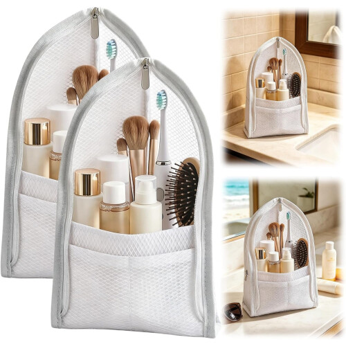 (Gray, -) Stehender Reise Toiletry Beutel, EVA Mesh, leicht, hängend (3, Schwarz)