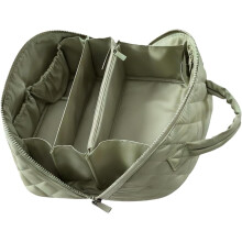 (Green, -) Travel Cosmetic Bag for Women, 180 Wide Open Lay-Flat Toiletry Organizer, Waterproof Quilted Design with Multiple Compa