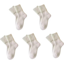 (White X5, color_name) 5 Pairs Women's Mid-Calf Wool Socks, Thick Fluffy Thermal Socks, Cozy Warm for Winter Cold Weather