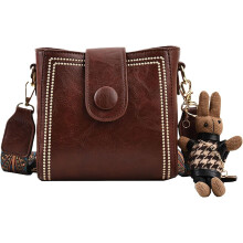 (Coffee, -) Vintage Eimer Tasche für Damen, verstellbarer Schultergurt