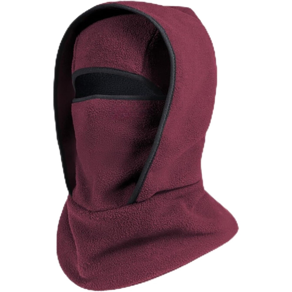 (, Color_name) Winter Balaclava Hat With Neckband & Mask, Windproof Fleece Ski Mask For Cycling Skiing Outdoor Sports Cold Weather Red 5437706716495