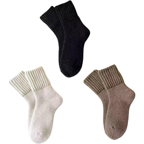 (Black+white+beige, color_name) 3 Ζευγάρια Θερμικές Κάλτσες, Μαλακές, Χειμώνας
