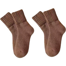 (Light Coffee X2, color_name) 2 Pairs Warm Fluffy Mid-Calf Socks for Women, Wool Thermal Socks, Versatile for Daily Wear & Holiday Gifting