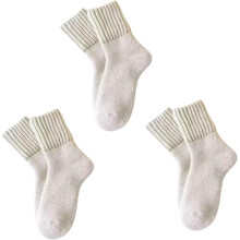 (White X3, color_name) 3 Pairs Thermal Mid-Calf Socks for Women, Soft Fluffy Wool Blend Socks, Thick Warm Socks for Cold Winter Days