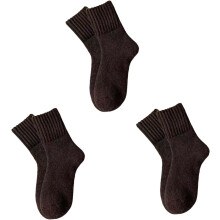 (Coffee X3, color_name) 3 Pairs Thermal Mid-Calf Socks for Women, Soft Fluffy Wool Blend Socks, Thick Warm Socks for Cold Winter Days