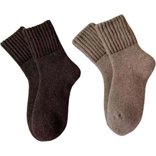 (Coffee+beige, color_name) 2 Ζευγάρια Ζεστές Κάλτσες, Μάλλινες, Δώρο