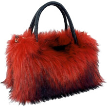 (Red, -) Damen Kunstfell große Tasche, weiche Handtasche mit Reißverschluss