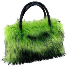 (Light Green, -) Damen Kunstfell große Tasche, weiche Handtasche mit Reißverschluss