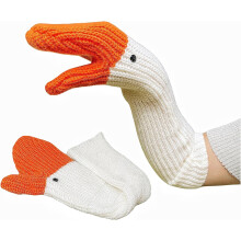 (White, Short) Lustige Gans gestrickte Handschuhe, weibliche Tierfäustlinge, warm