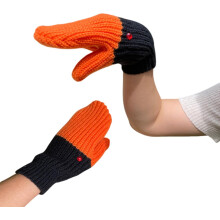 (Black, Short) Lustige Gans gestrickte Handschuhe, weibliche Tierfäustlinge, warm