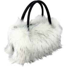 (White, -) Damen Kunstfell große Tasche, weiche Handtasche mit Reißverschluss