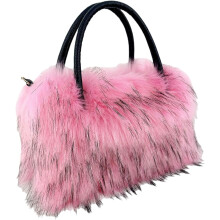 (Pink, -) Damen Kunstfell große Tasche, weiche Handtasche mit Reißverschluss