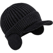 (Black, color_name) Elastische Winter Strickmütze, mit Ohrklappen, für Herren & Damen