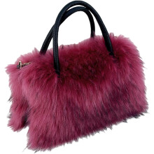 (Rose Red, -) Damen Kunstfell große Tasche, weiche Handtasche mit Reißverschluss
