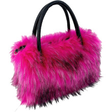 (Rose Pink, -) Damen Kunstfell große Tasche, weiche Handtasche mit Reißverschluss