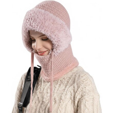 (Pink, color_name) Căciulă 3 in 1 femei, tricot, balaclava