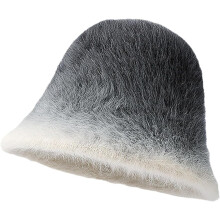 (Gray, color_name) Niedlicher flauschiger Faux Fur Bucket Hat, 2026, für Damen