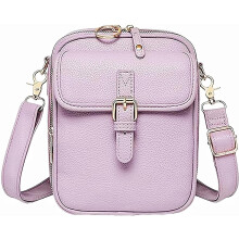 (Purple, -) Retro torba listonoszka z faux skóry, dwuwarstwowa, z wbudowaną torebką antykradzieżową