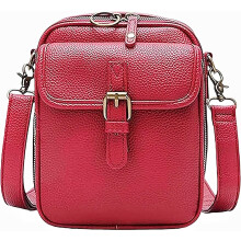 (Red, -) Retro torba listonoszka z faux skóry, dwuwarstwowa, z wbudowaną torebką antykradzieżową