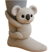 (F, color_name) 3D Knit Animal Socks for Women-Warm Soft Novelty Floor Socks, Cute Cozy Hand-Crocheted Stocking Stuffers Christmas Gifts