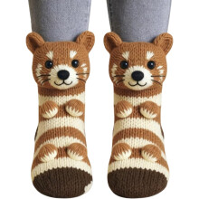 (2n, color_name) 2 Pcs 3D Knit Animal Socks for Women-Warm Soft Novelty Floor Socks,Cute Cozy Hand-Crocheted Stocking Stuffers Christmas
