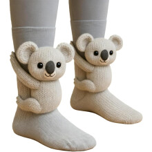 (2f, color_name) 2 Pcs 3D Knit Animal Socks for Women-Warm Soft Novelty Floor Socks,Cute Cozy Hand-Crocheted Stocking Stuffers Christmas