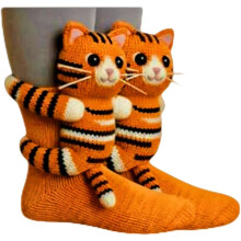 (2g, color_name) 2 Pcs 3D Knit Animal Socks for Women-Warm Soft Novelty Floor Socks,Cute Cozy Hand-Crocheted Stocking Stuffers Christmas