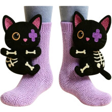 (2e, color_name) 2 Pcs 3D Knit Animal Socks for Women-Warm Soft Novelty Floor Socks,Cute Cozy Hand-Crocheted Stocking Stuffers Christmas