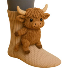 (D, color_name) 3D Knit Animal Socks for Women-Warm Soft Novelty Floor Socks, Cute Cozy Hand-Crocheted Stocking Stuffers Christmas Gifts