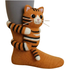 (G, color_name) 3D Knit Animal Socks for Women-Warm Soft Novelty Floor Socks, Cute Cozy Hand-Crocheted Stocking Stuffers Christmas Gifts