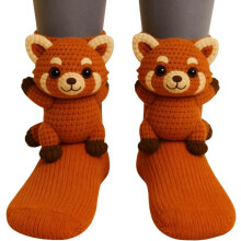 (2l, color_name) 2 Pcs 3D Knit Animal Socks for Women-Warm Soft Novelty Floor Socks,Cute Cozy Hand-Crocheted Stocking Stuffers Christmas
