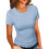 (Light Blue, Small) Dames rib fitted shirt, basic korte mouw, wit, maat M 1