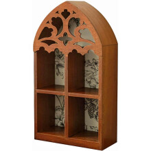 (Brown 4, -) Victorian Style Wood Wall Floating Shelf, Intricate Pattern Crystal Accent Display Shelf for Gothic Home Decoration, Ide